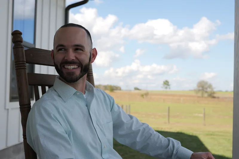 a man smiling